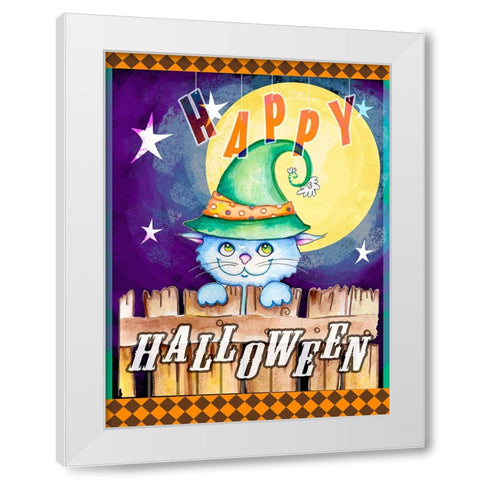 Halloween Moon White Modern Wood Framed Art Print by Wade, Valarie