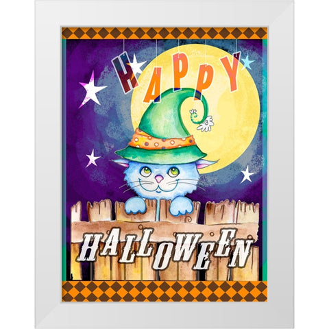 Halloween Moon White Modern Wood Framed Art Print by Wade, Valarie