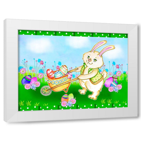 Wheelbarrow White Modern Wood Framed Art Print by Wade, Valarie