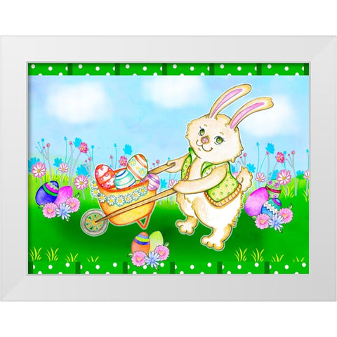 Wheelbarrow White Modern Wood Framed Art Print by Wade, Valarie