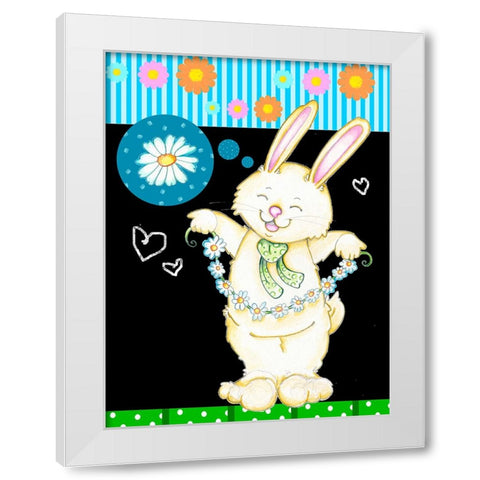 Daisy Chain White Modern Wood Framed Art Print by Wade, Valarie