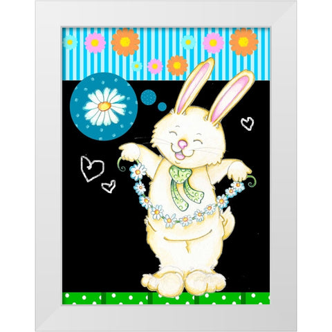 Daisy Chain White Modern Wood Framed Art Print by Wade, Valarie