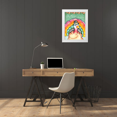 Gobble Gobble White Modern Wood Framed Art Print by Wade, Valarie