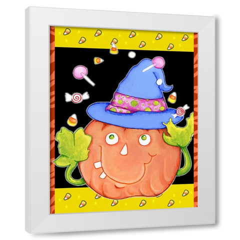 Juggling Pumpkin White Modern Wood Framed Art Print by Wade, Valarie