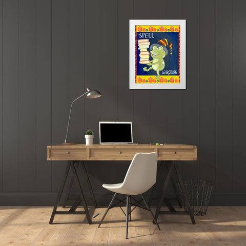 Spell Searching White Modern Wood Framed Art Print by Wade, Valarie