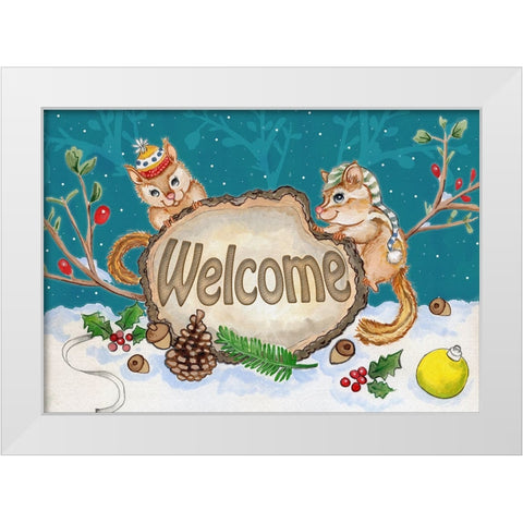 Woodland Welcome White Modern Wood Framed Art Print by Wade, Valarie