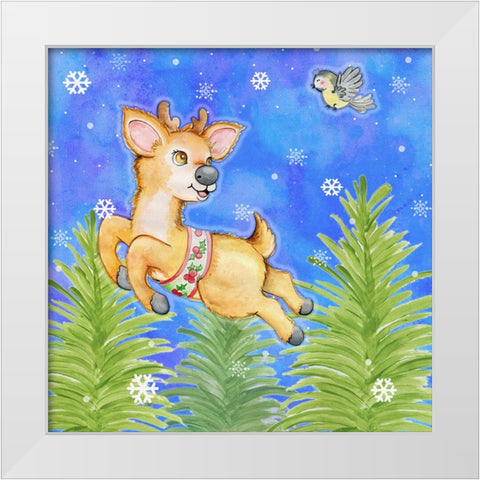 Flying Practice White Modern Wood Framed Art Print by Wade, Valarie