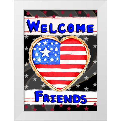 Patriotic Heart Welcome White Modern Wood Framed Art Print by Wade, Valarie