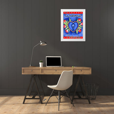 Poppy Heart White Modern Wood Framed Art Print by Wade, Valarie