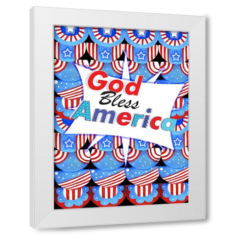 God Bless America White Modern Wood Framed Art Print by Wade, Valarie