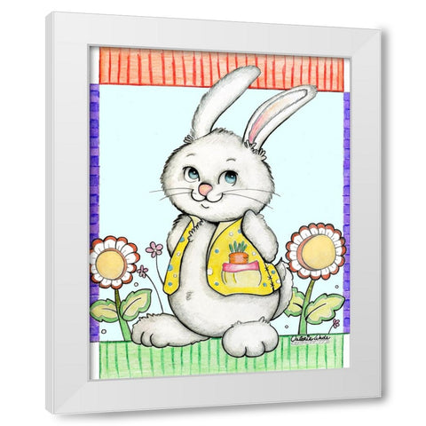 Bunny in Yellow White Modern Wood Framed Art Print by Wade, Valarie