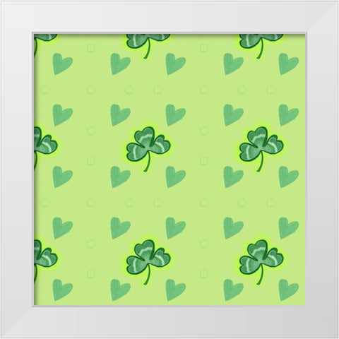Shamrock Pattern White Modern Wood Framed Art Print by Wade, Valarie