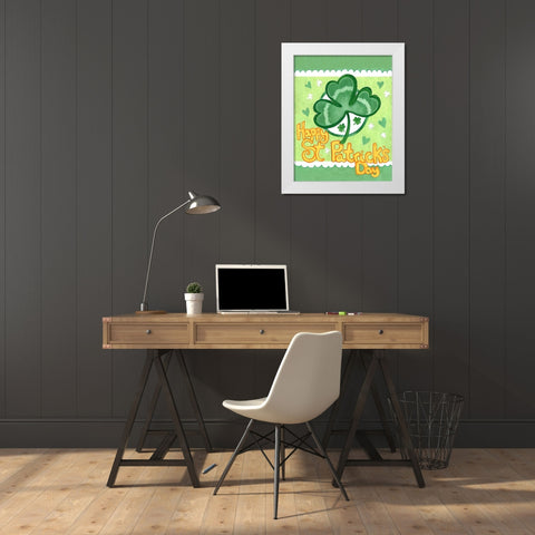 Shamrock White Modern Wood Framed Art Print by Wade, Valarie