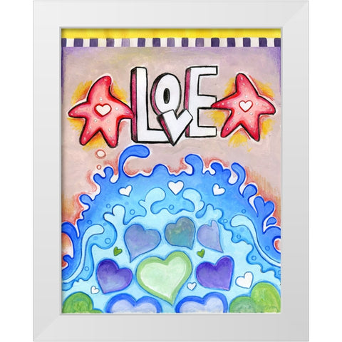 Ocean of Hearts White Modern Wood Framed Art Print by Wade, Valarie