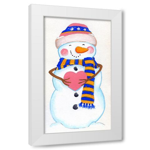 Blue And Orange Striped White Modern Wood Framed Art Print by Wade, Valarie