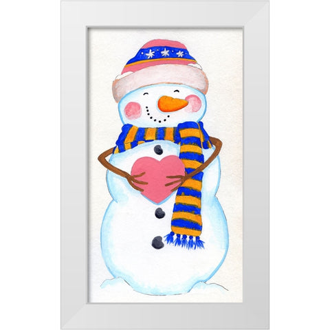 Blue And Orange Striped White Modern Wood Framed Art Print by Wade, Valarie