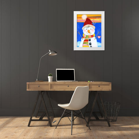 Love Keeps Me Warm White Modern Wood Framed Art Print by Wade, Valarie