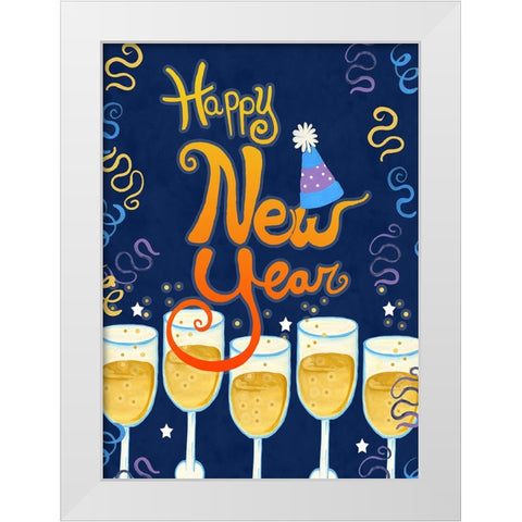 Glasses And Hats White Modern Wood Framed Art Print by Wade, Valarie