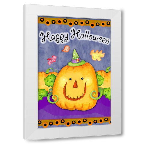 Happy Pumpkin White Modern Wood Framed Art Print by Wade, Valarie