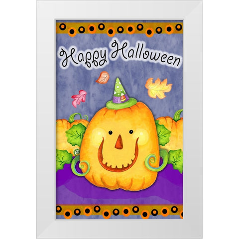 Happy Pumpkin White Modern Wood Framed Art Print by Wade, Valarie