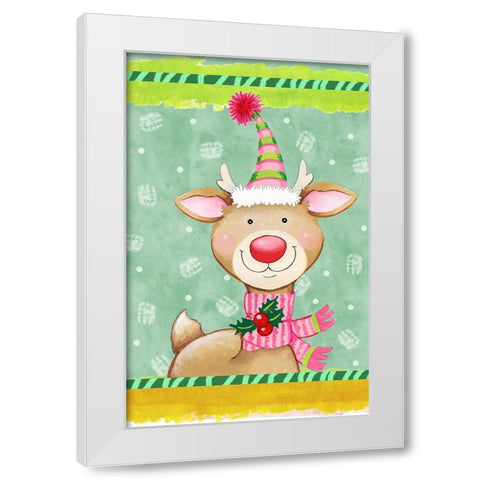 Sweetie Deer White Modern Wood Framed Art Print by Wade, Valarie