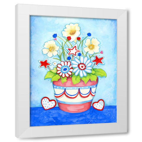 Red Flower Pot White Modern Wood Framed Art Print by Wade, Valarie