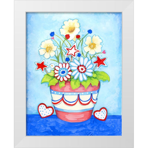 Red Flower Pot White Modern Wood Framed Art Print by Wade, Valarie