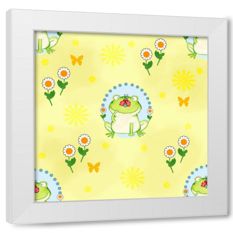 Froggie Garden White Modern Wood Framed Art Print by Wade, Valarie