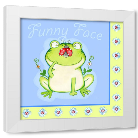Funny Face With Border White Modern Wood Framed Art Print by Wade, Valarie