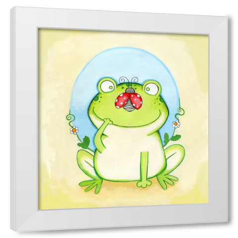 Funny Face White Modern Wood Framed Art Print by Wade, Valarie