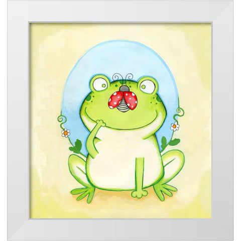 Funny Face White Modern Wood Framed Art Print by Wade, Valarie