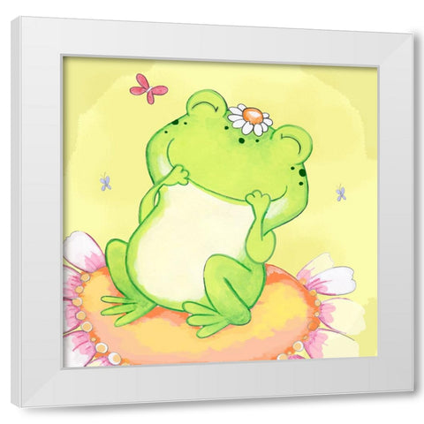 Giggles White Modern Wood Framed Art Print by Wade, Valarie