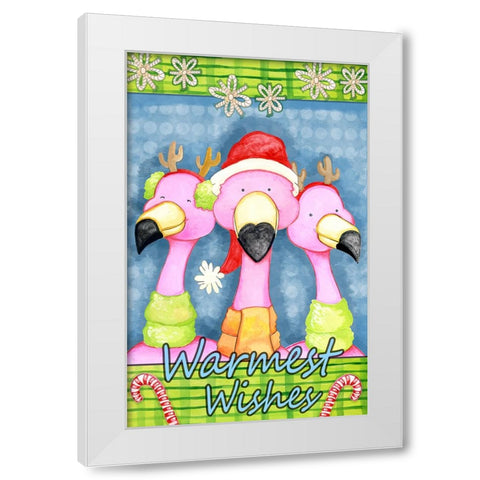 Flamingo Party White Modern Wood Framed Art Print by Wade, Valarie