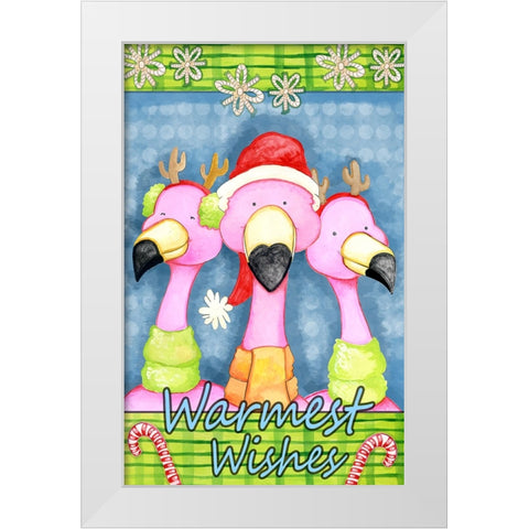 Flamingo Party White Modern Wood Framed Art Print by Wade, Valarie