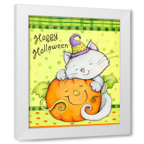 Hugs and Pumpkin White Modern Wood Framed Art Print by Wade, Valarie