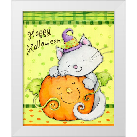 Hugs and Pumpkin White Modern Wood Framed Art Print by Wade, Valarie