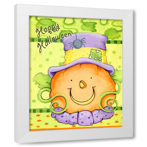 Pumpkin Friend White Modern Wood Framed Art Print by Wade, Valarie