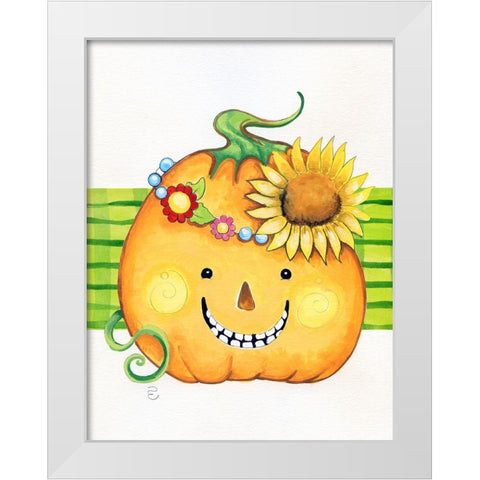 Flower Chain White Modern Wood Framed Art Print by Wade, Valarie