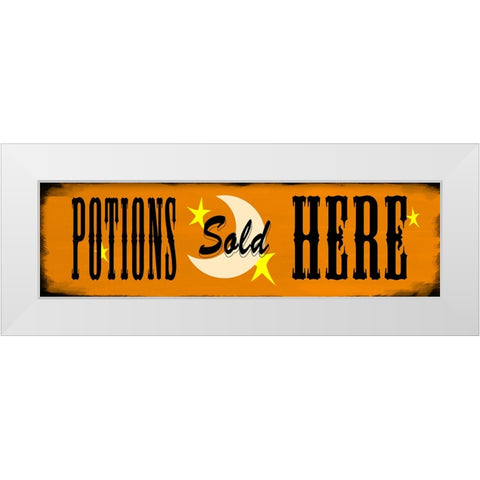 Potions Sold Here White Modern Wood Framed Art Print by Wade, Valarie
