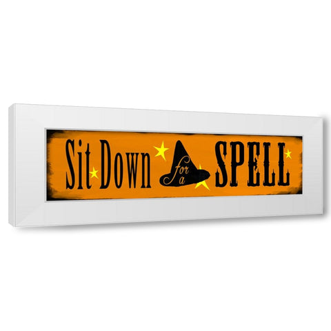 Sit Down For A Spell White Modern Wood Framed Art Print by Wade, Valarie