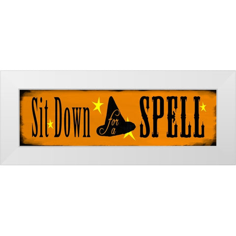 Sit Down For A Spell White Modern Wood Framed Art Print by Wade, Valarie