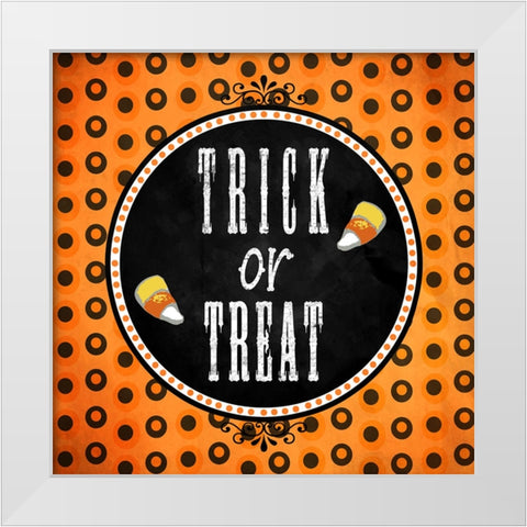 Trick Or Treat White Modern Wood Framed Art Print by Wade, Valarie