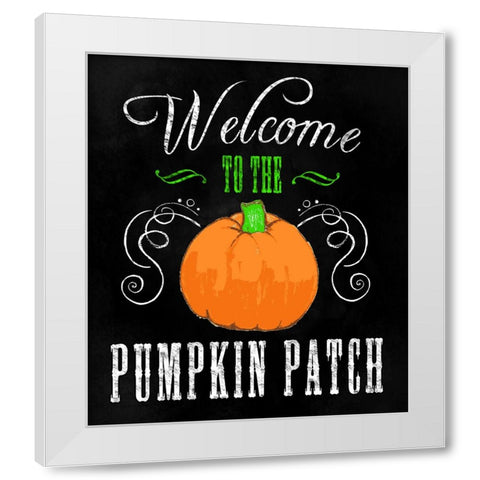 Welcome Pumpkin Patch White Modern Wood Framed Art Print by Wade, Valarie