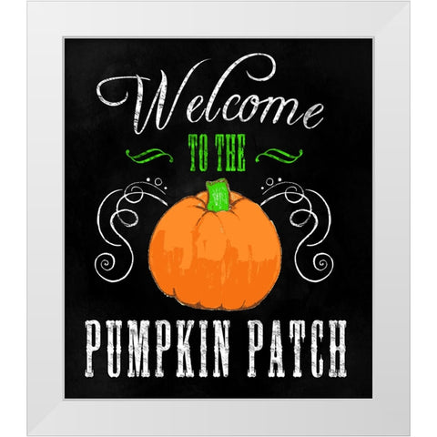 Welcome Pumpkin Patch White Modern Wood Framed Art Print by Wade, Valarie