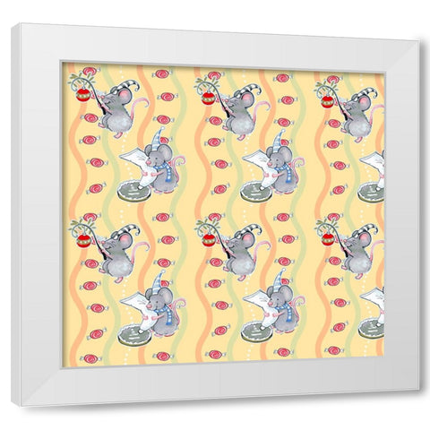 Christmas Mice White Modern Wood Framed Art Print by Wade, Valarie