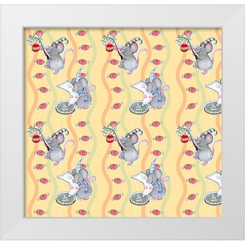 Christmas Mice White Modern Wood Framed Art Print by Wade, Valarie
