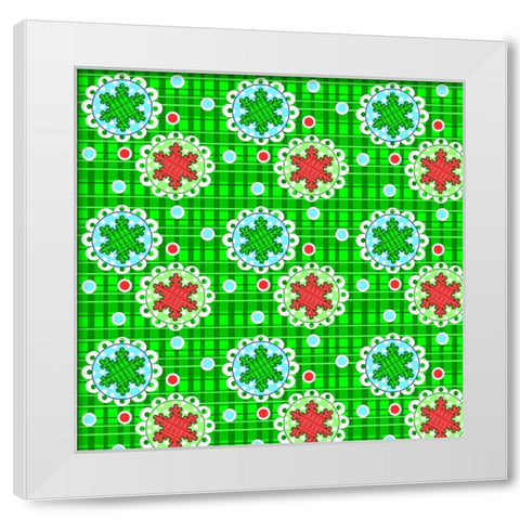 Plaid Snowflakes White Modern Wood Framed Art Print by Wade, Valarie