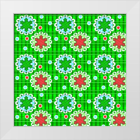 Plaid Snowflakes White Modern Wood Framed Art Print by Wade, Valarie