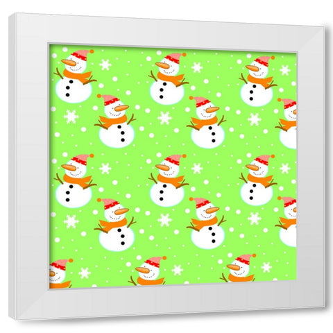 Snowman Green White Modern Wood Framed Art Print by Wade, Valarie