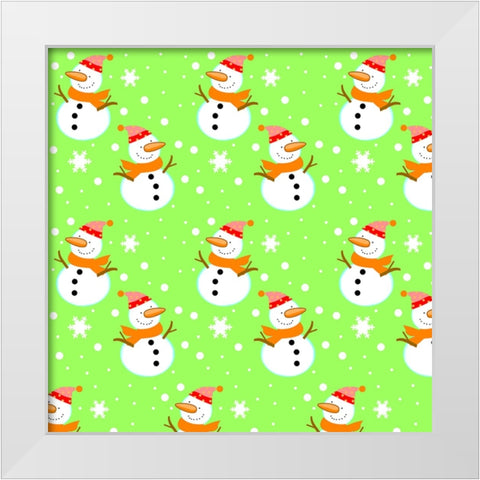 Snowman Green White Modern Wood Framed Art Print by Wade, Valarie